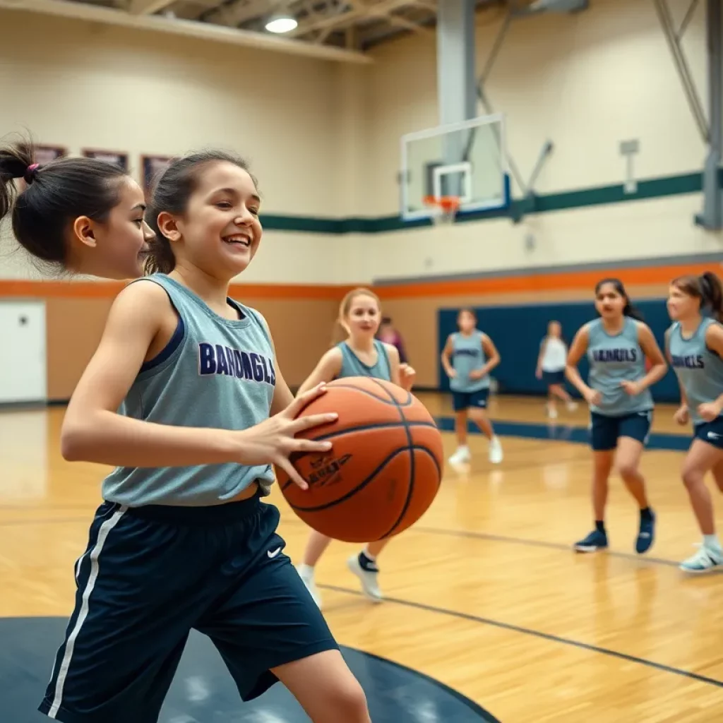Girls basketball practice at Taft High School