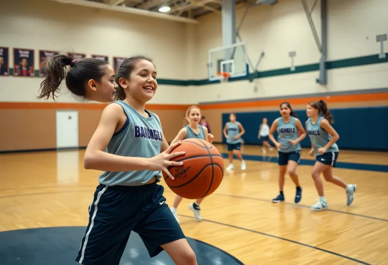 Girls basketball practice at Taft High School