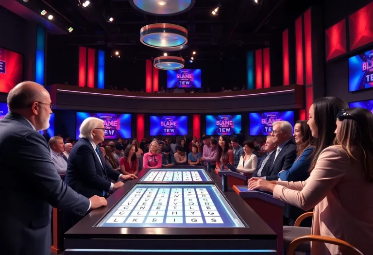 Contestants laughing and enjoying a game show experience