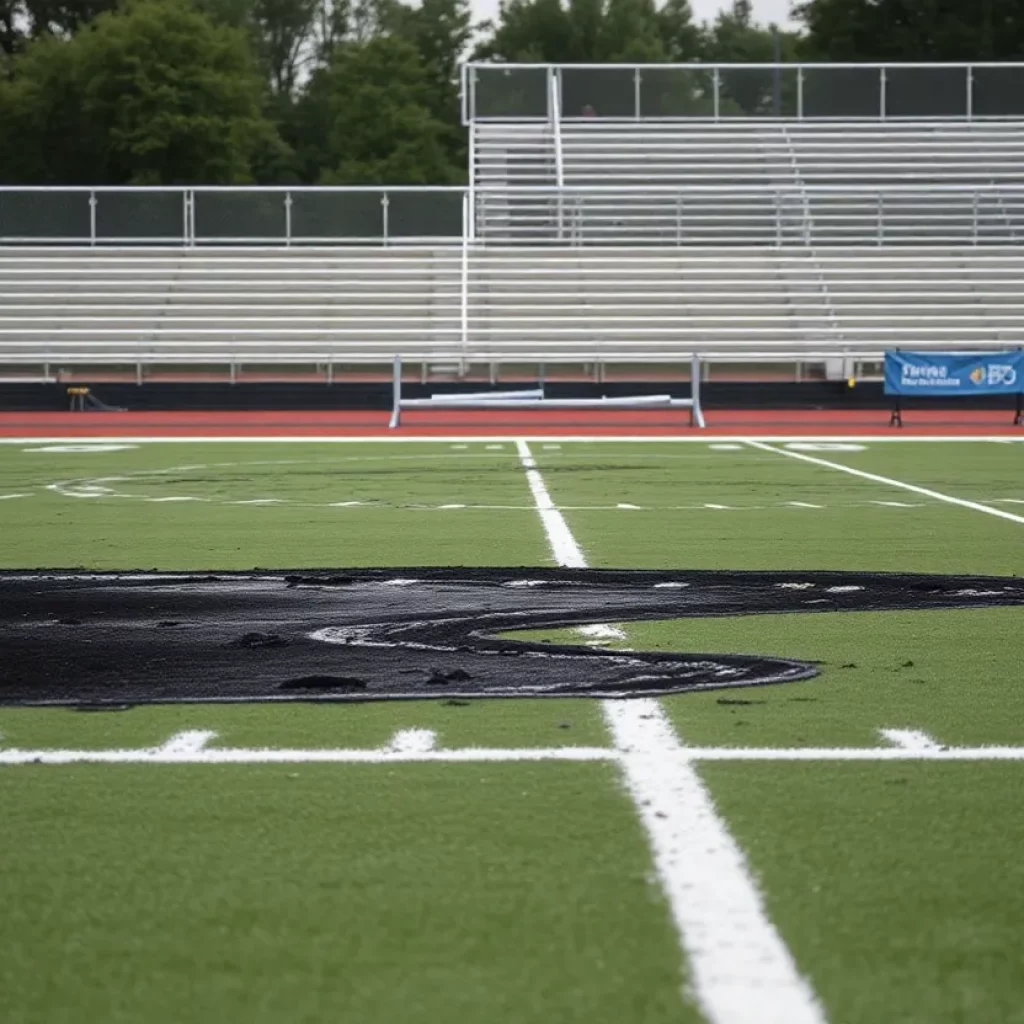 Damage to Timpanogos High School football field due to vandalism