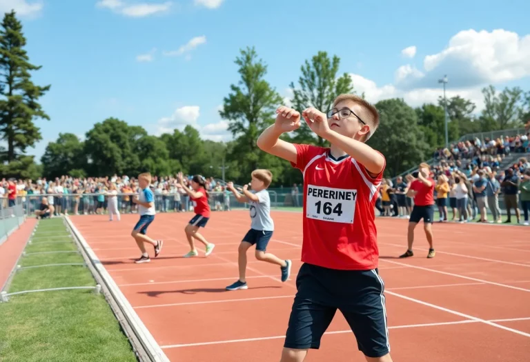 Celebration of young athletes at a track and field event