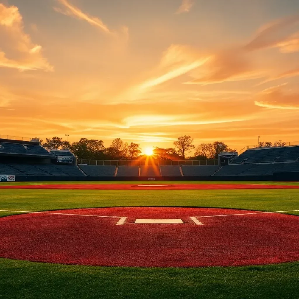 Baseball field at sunset as a tribute to Ryne Sandberg