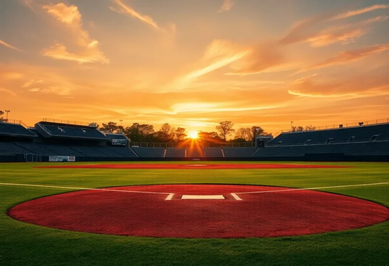Baseball field at sunset as a tribute to Ryne Sandberg