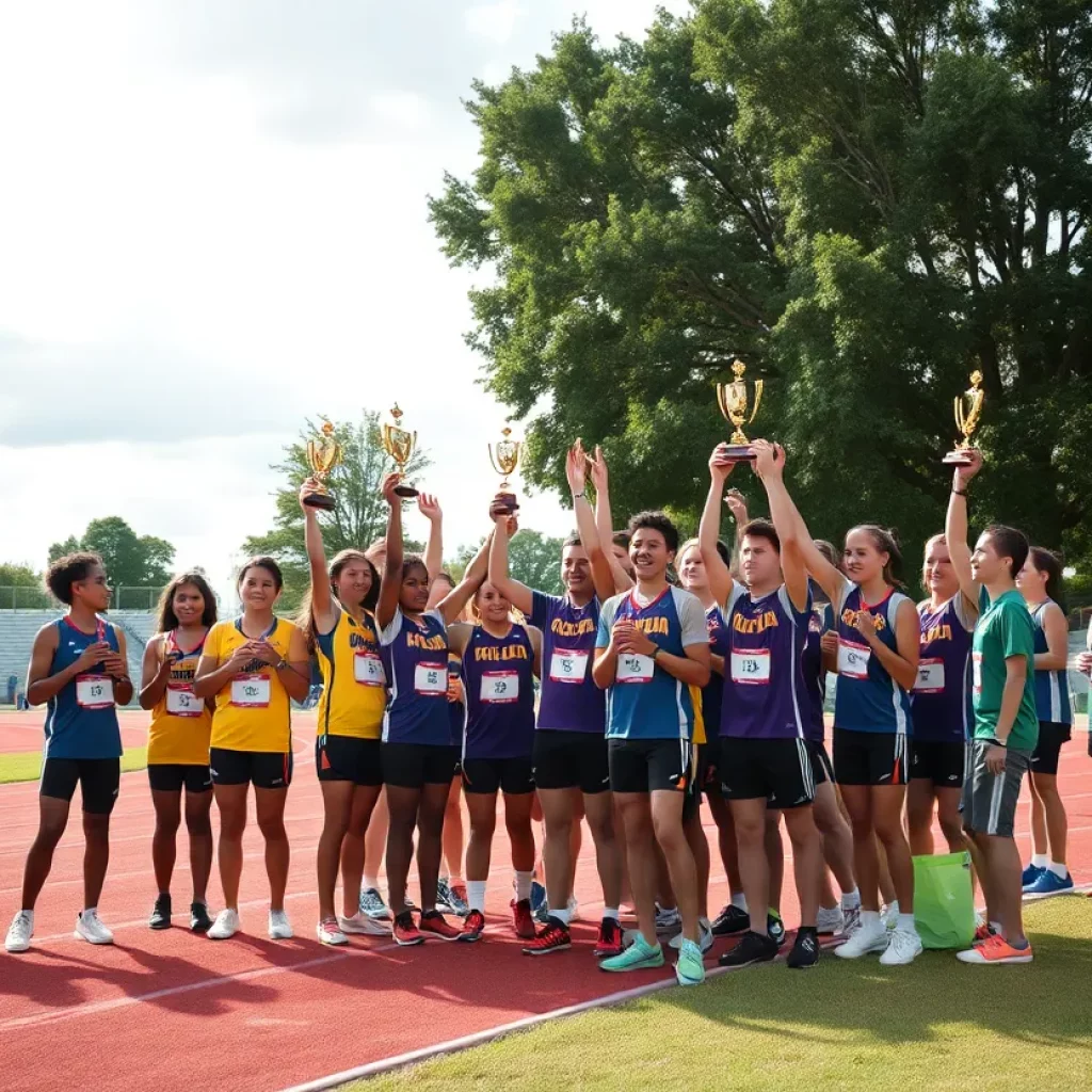 Trinity Track and Field team celebrating their state championship victory