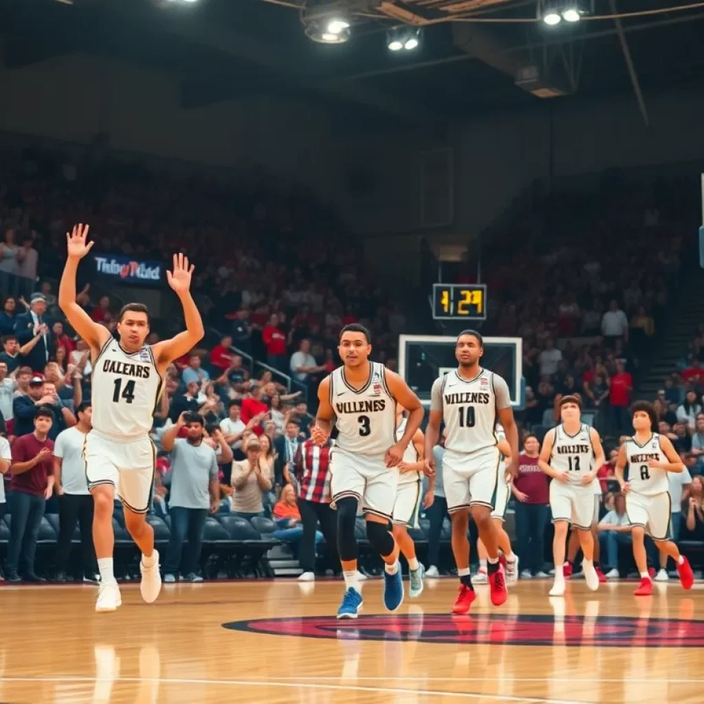 UAB Men's Basketball team on the court during a game.