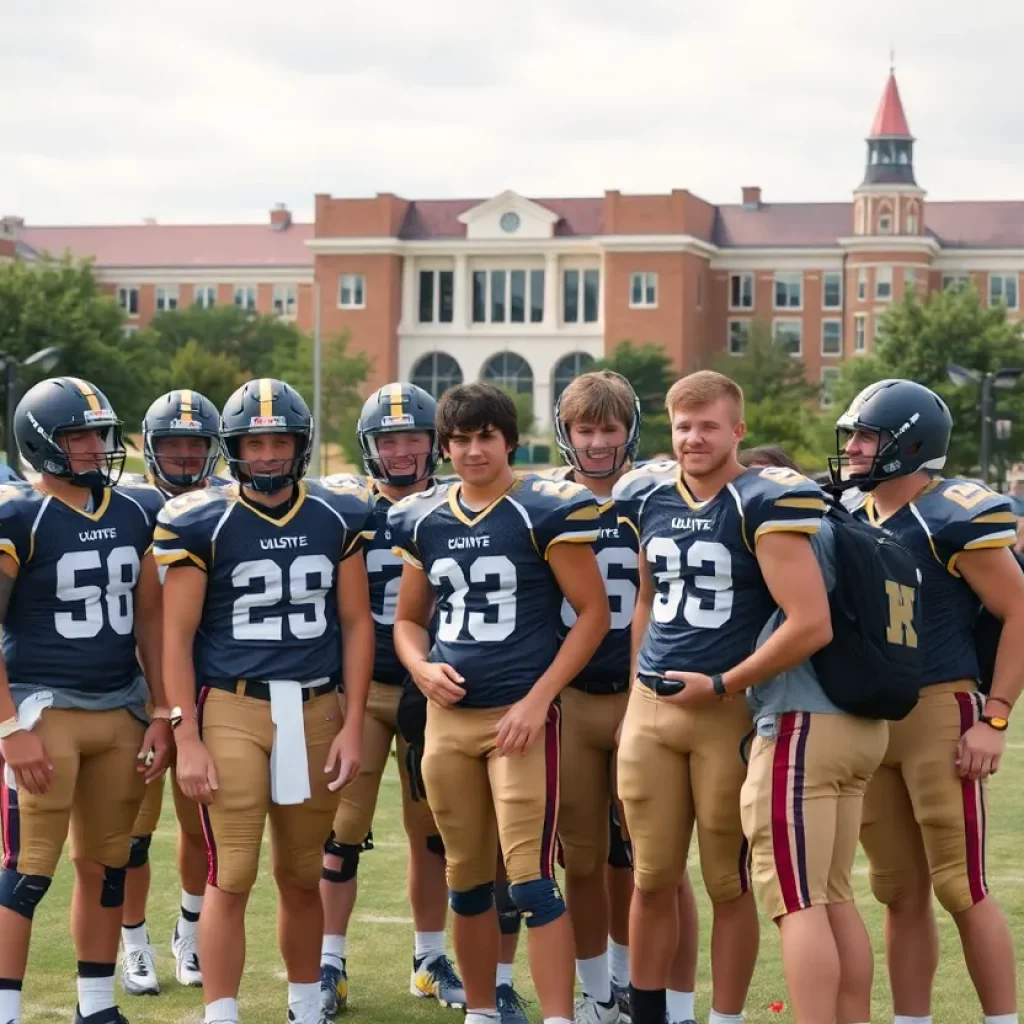 Ursuline High School football team visiting colleges during trip