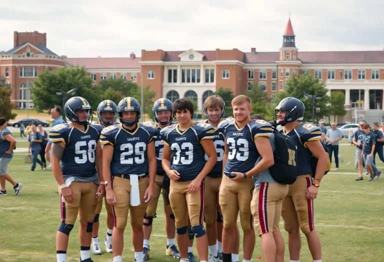 Ursuline High School football team visiting colleges during trip