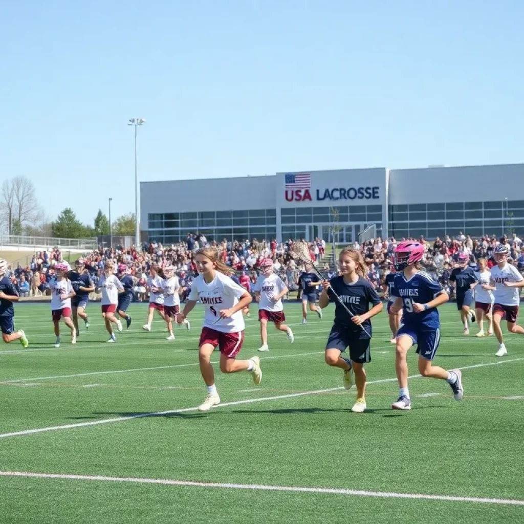 Athletes competing at the USA Lacrosse National Combine in Sparks, Maryland