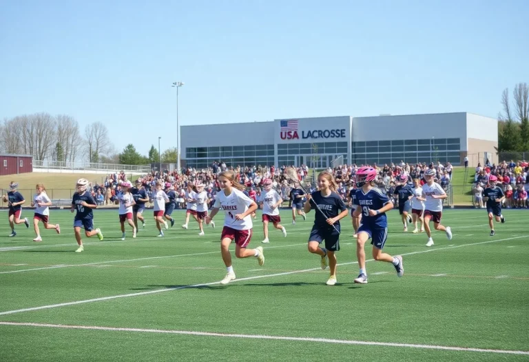 Athletes competing at the USA Lacrosse National Combine in Sparks, Maryland