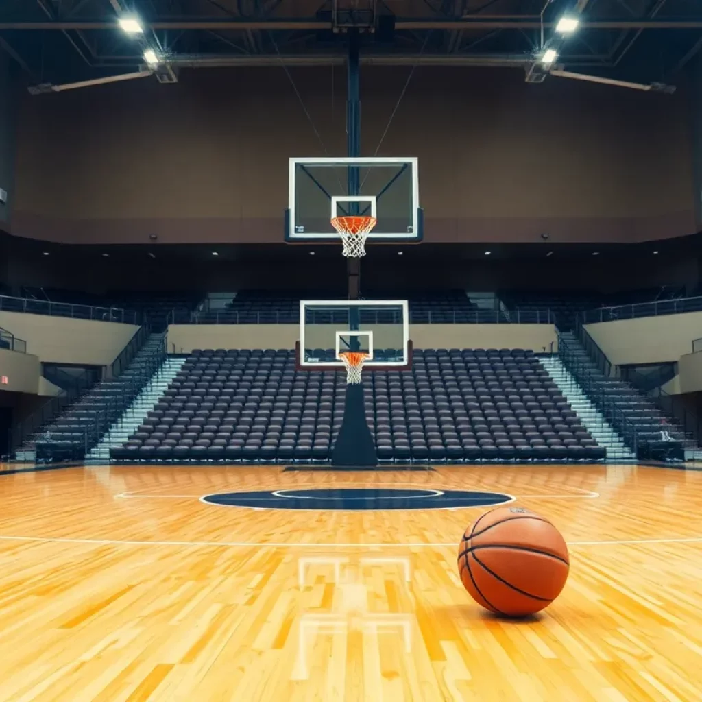 Empty basketball court symbolizing injury impact