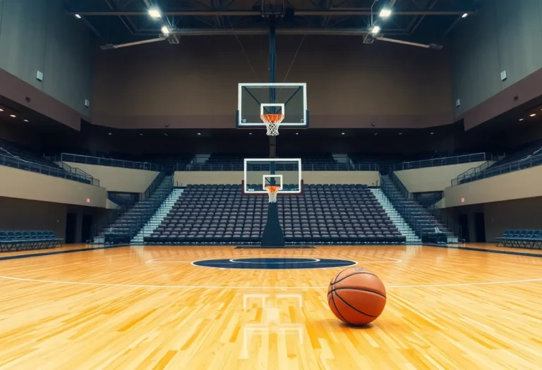 Empty basketball court symbolizing injury impact