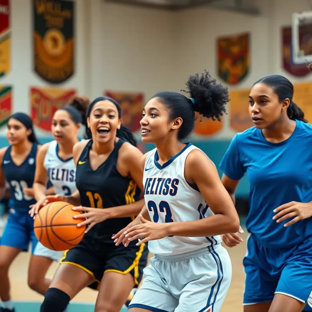 USC women's basketball team in action on the court.