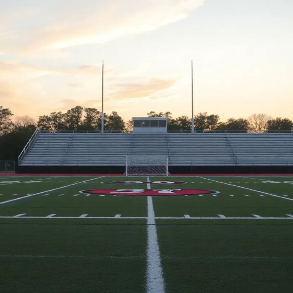 Van High School football field at sunset