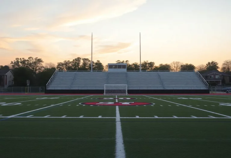 Van High School football field at sunset