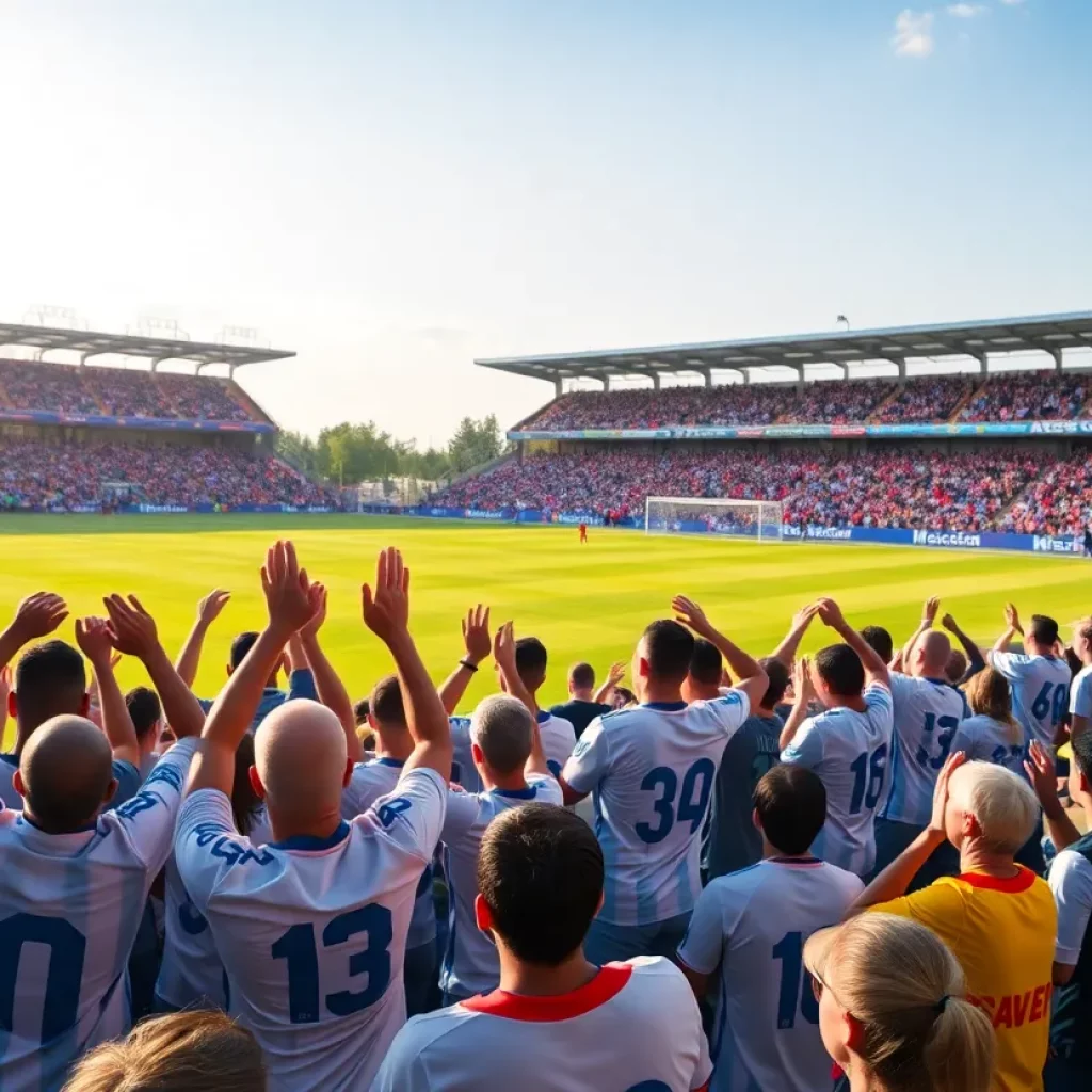 Spectators cheering at the Walla Walla Alumni Legacy Cup on Trident Field