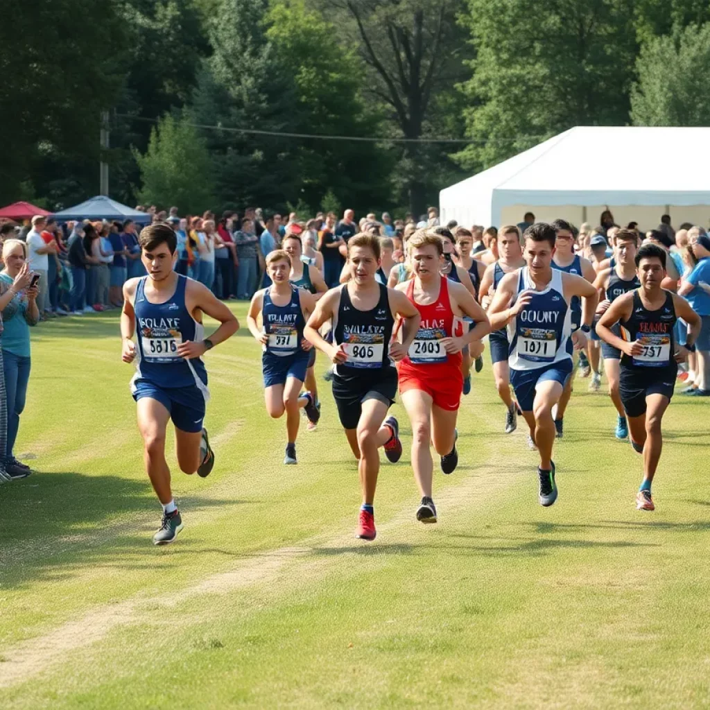 Runners from Warren Cross Country team competing in a race