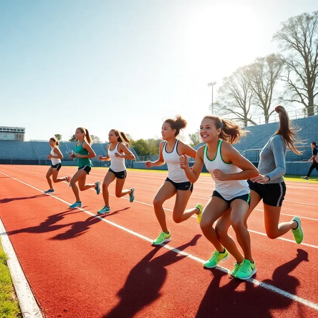 Wausau girls track team athletes running on the track