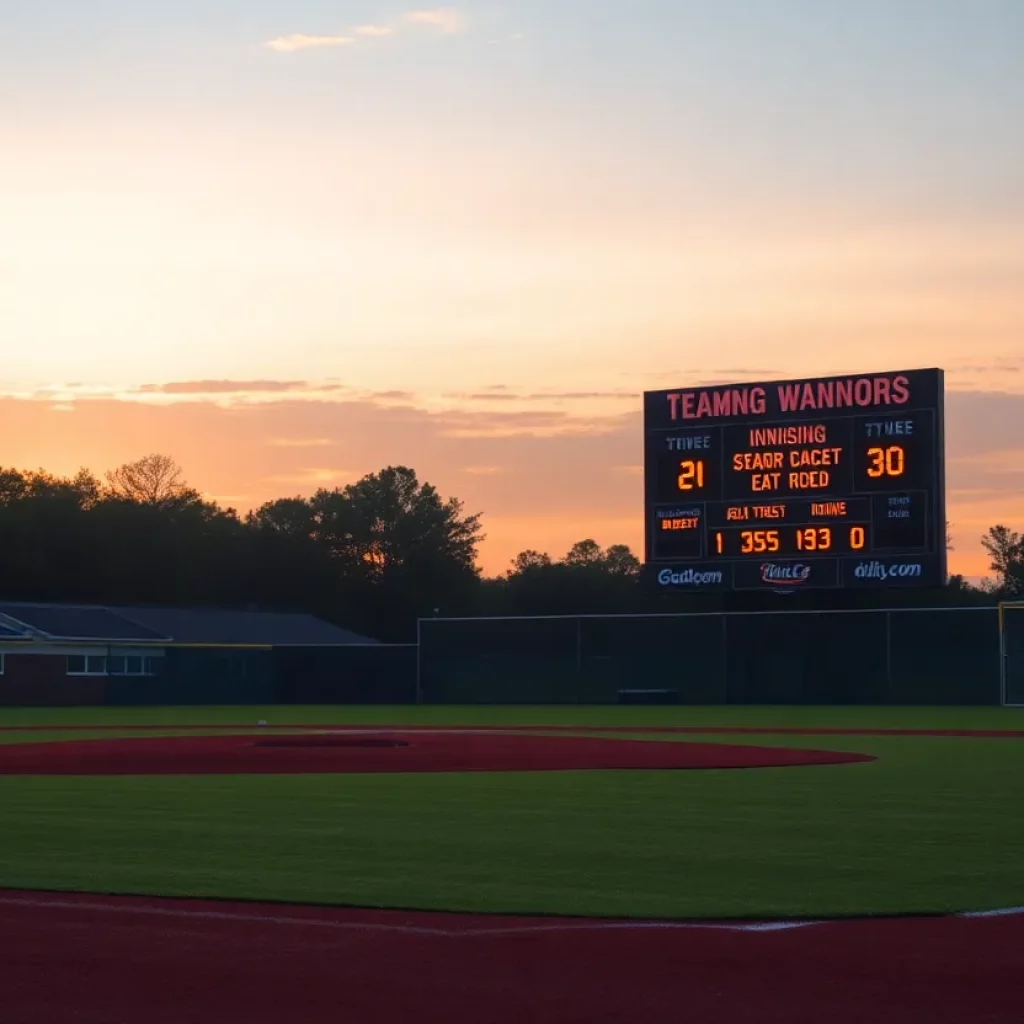 Wellington baseball field with scoreboard