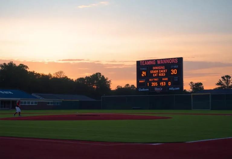 Wellington baseball field with scoreboard