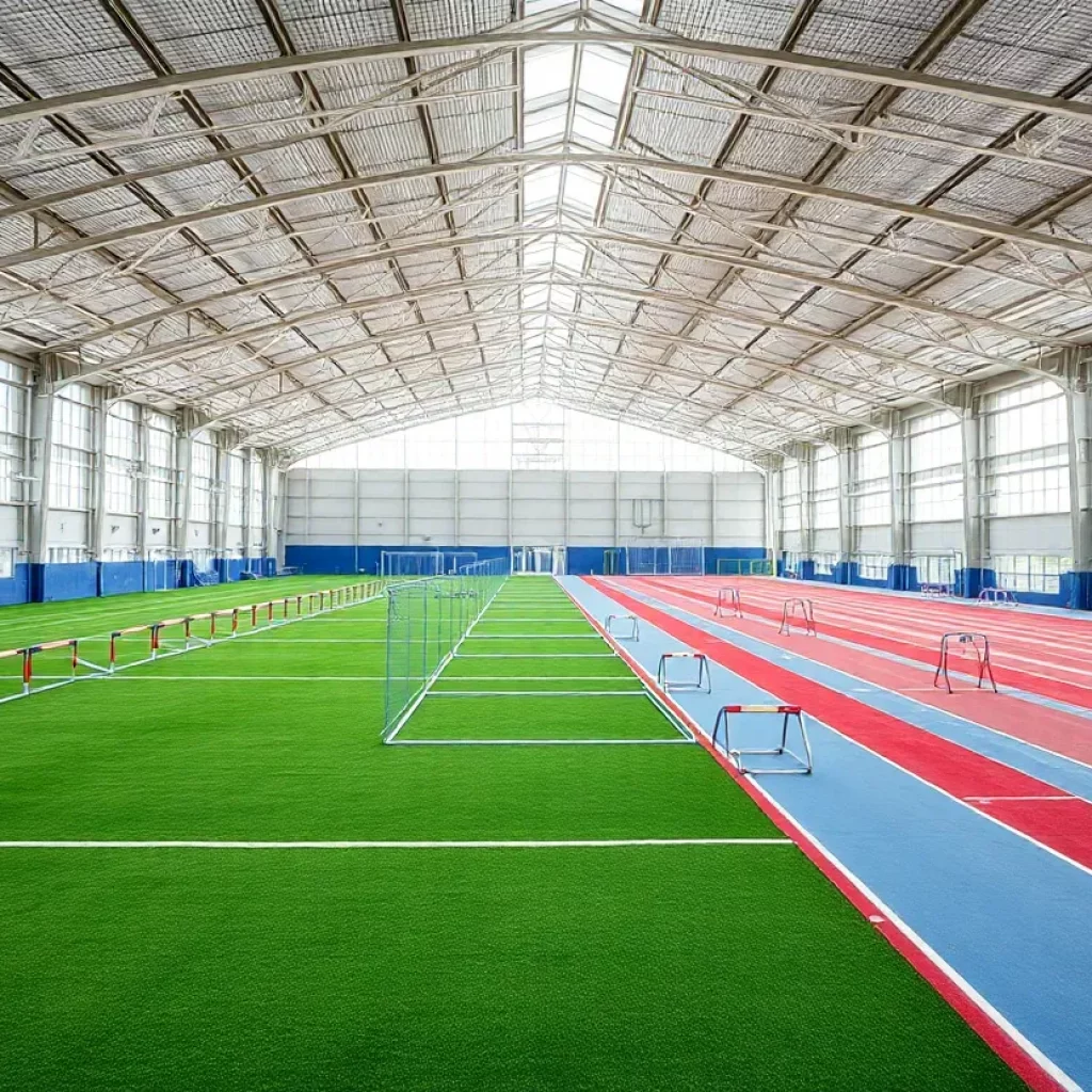Interior view of the new training facility for the Wisconsin Badgers track team