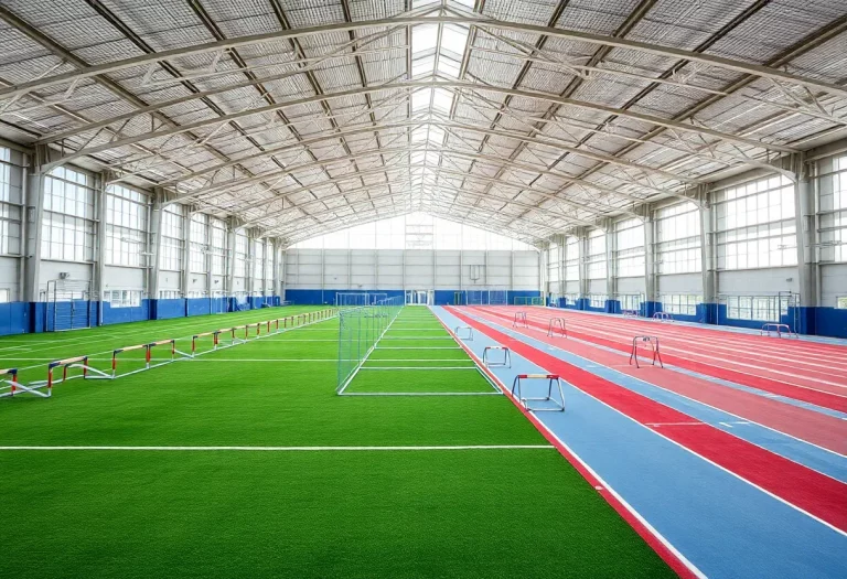 Interior view of the new training facility for the Wisconsin Badgers track team