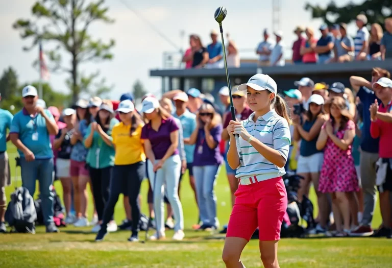 Young female golfers at a tournament on a golf course