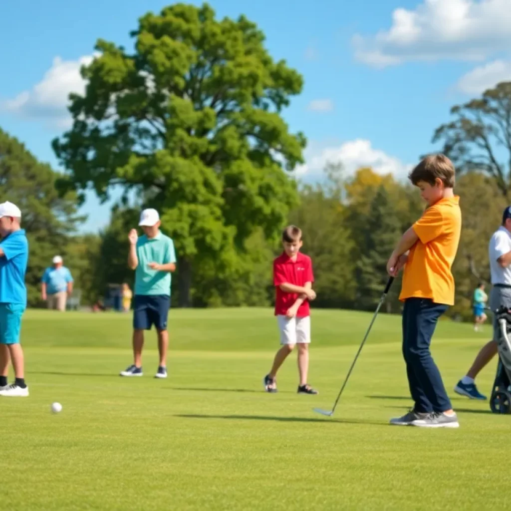 Young golfers competing on a beautiful golf course during a national tournament