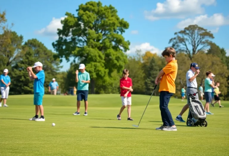 Young golfers competing on a beautiful golf course during a national tournament