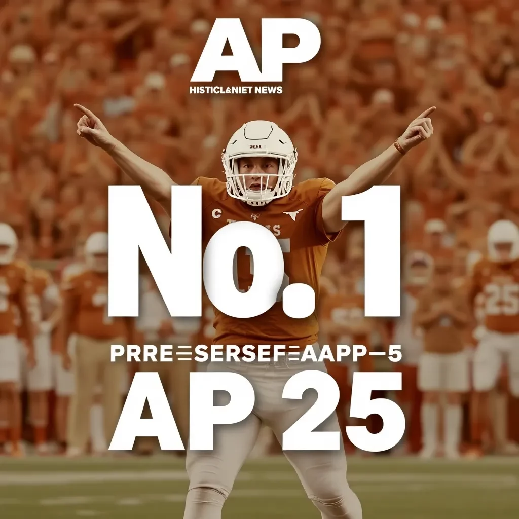 Texas Longhorns Take No. 1 Spot in Preseason AP Top 25, Marking Historic Milestone