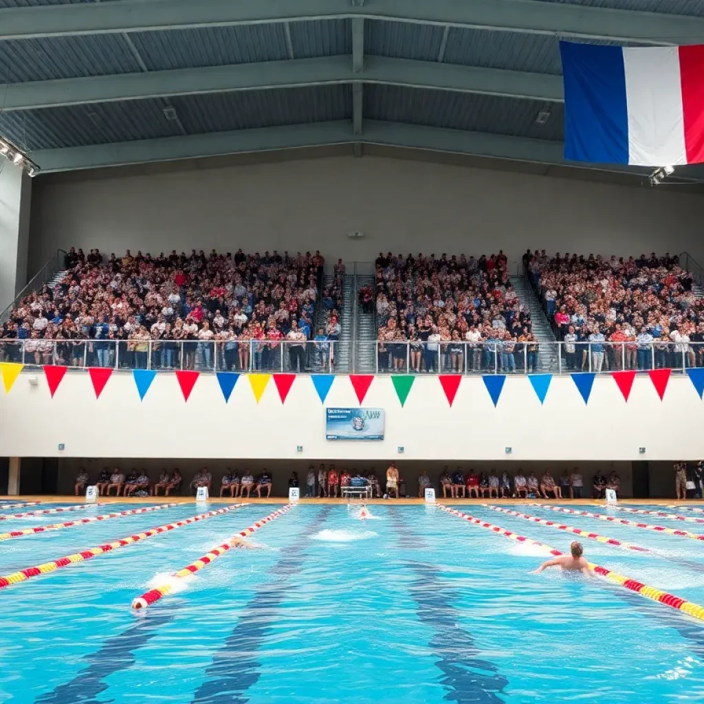 Swimmers competing in the World Aquatics Swimming World Cup at Carmel's natatorium