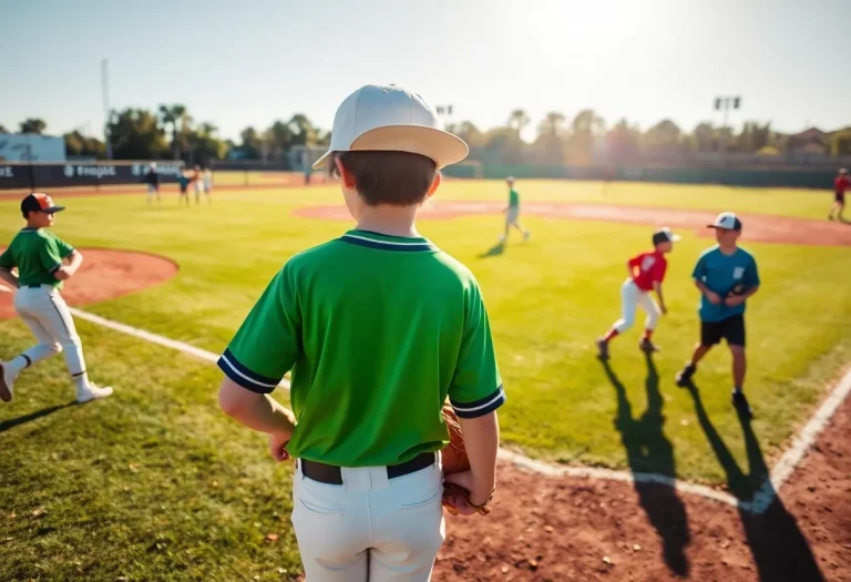 Young baseball players practicing on a field