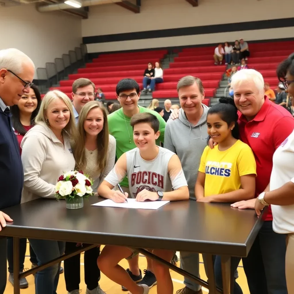 Aden Price signs letter of intent at Brookland-Cayce High School.