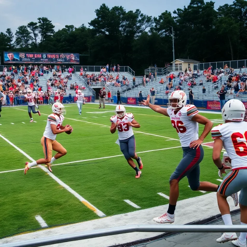 Players in action at an Alabama high school football game