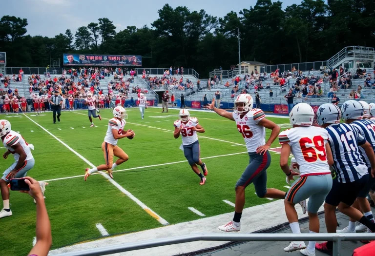 Players in action at an Alabama high school football game