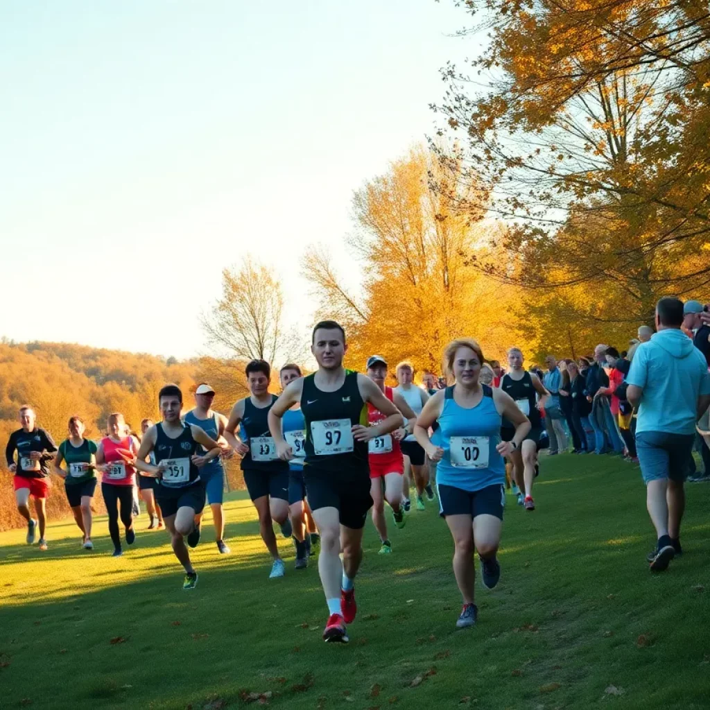 Runners participating in a cross country event in Alpena