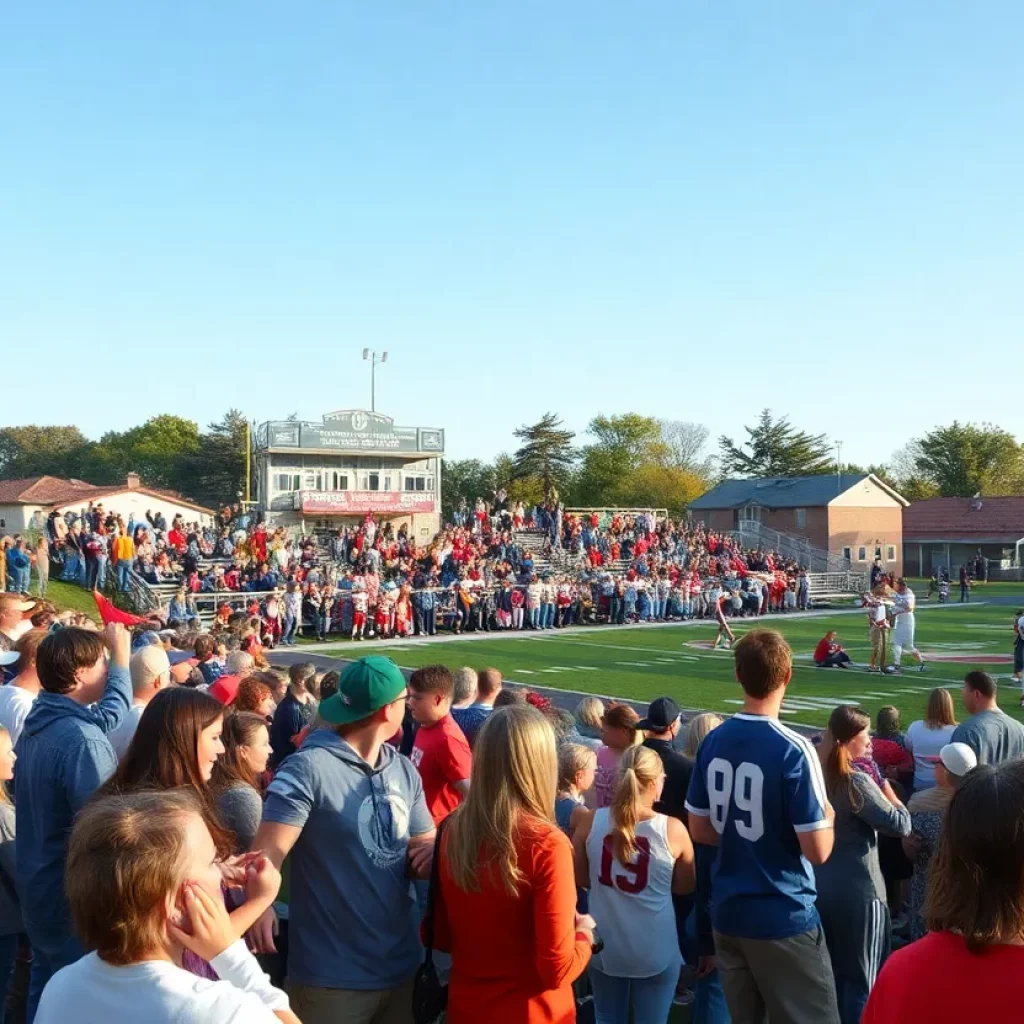 Andale community sports event with fans cheering