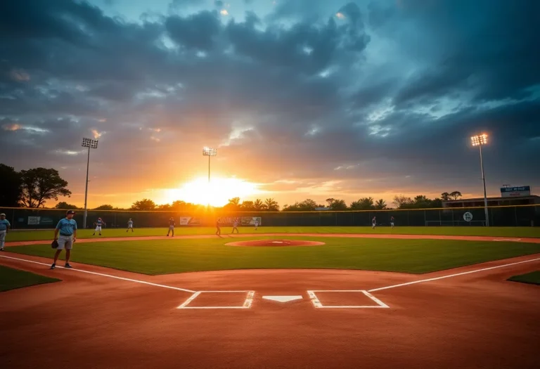 Practicing baseball players at Apopka High School