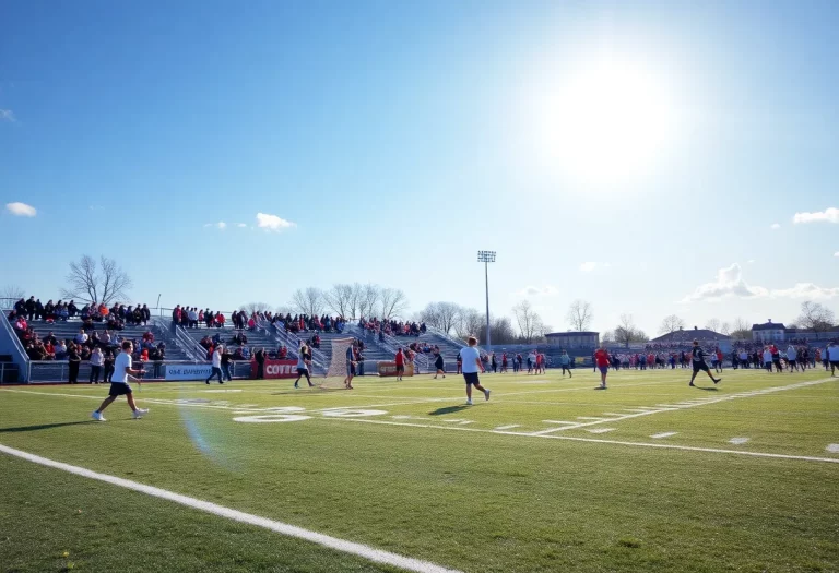 Youth lacrosse players practicing in Baltimore.