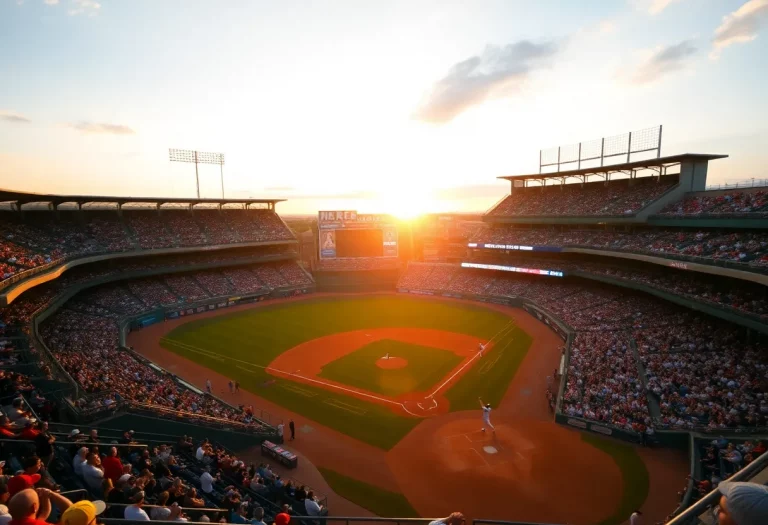 Baseball stadium during a game