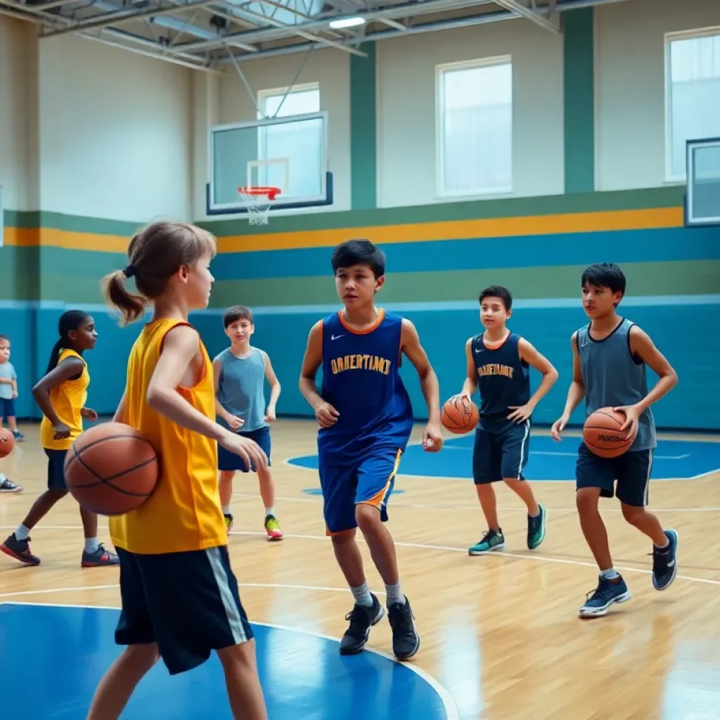Wilcox Central students practicing basketball on the court