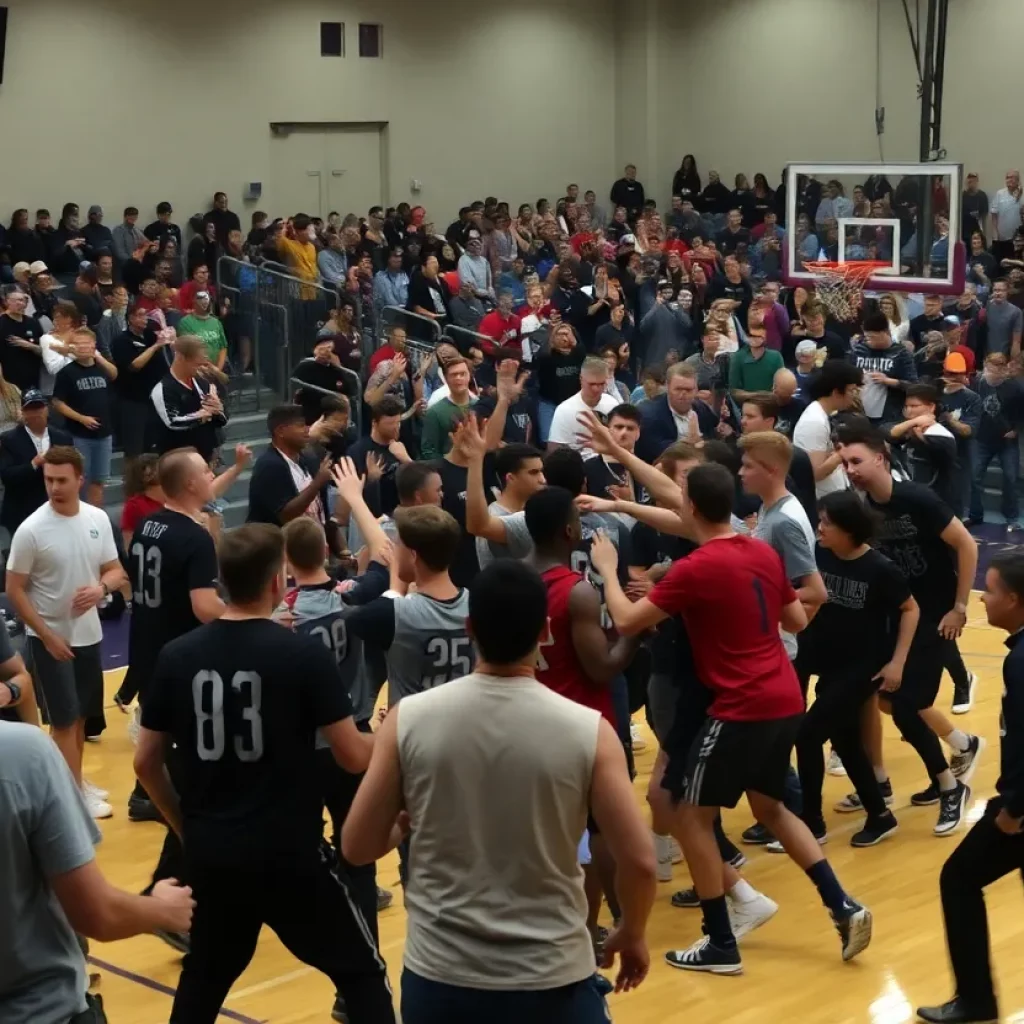 Scene of chaos at a basketball tournament