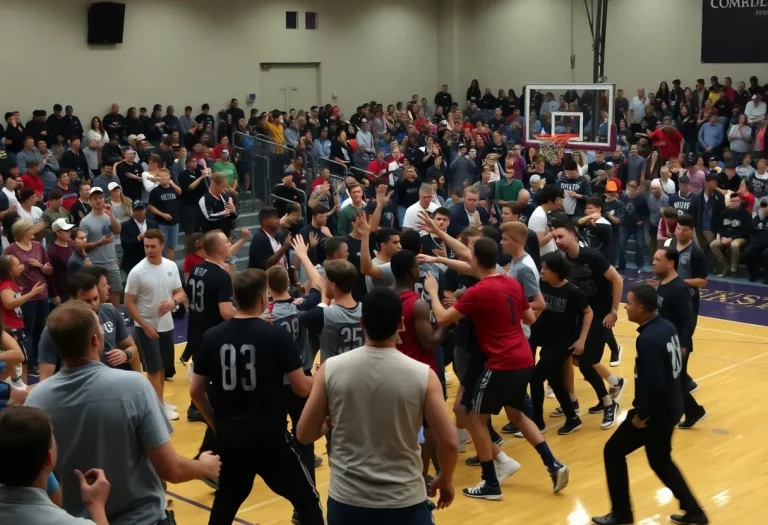 Scene of chaos at a basketball tournament