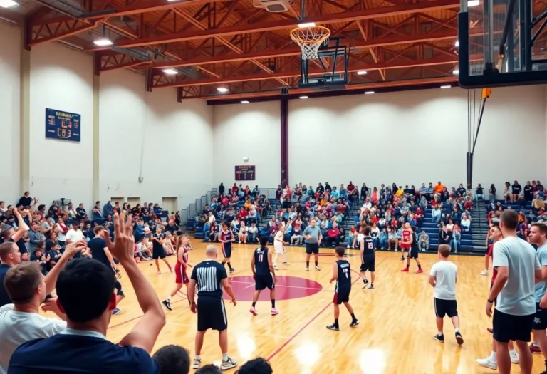 Girls basketball players competing in a tournament