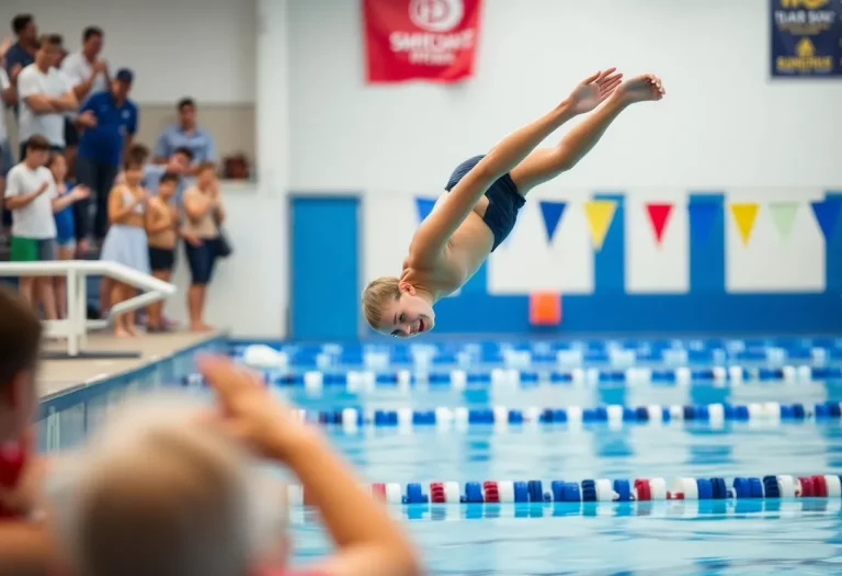 Young swimmer competing at a swimming championship
