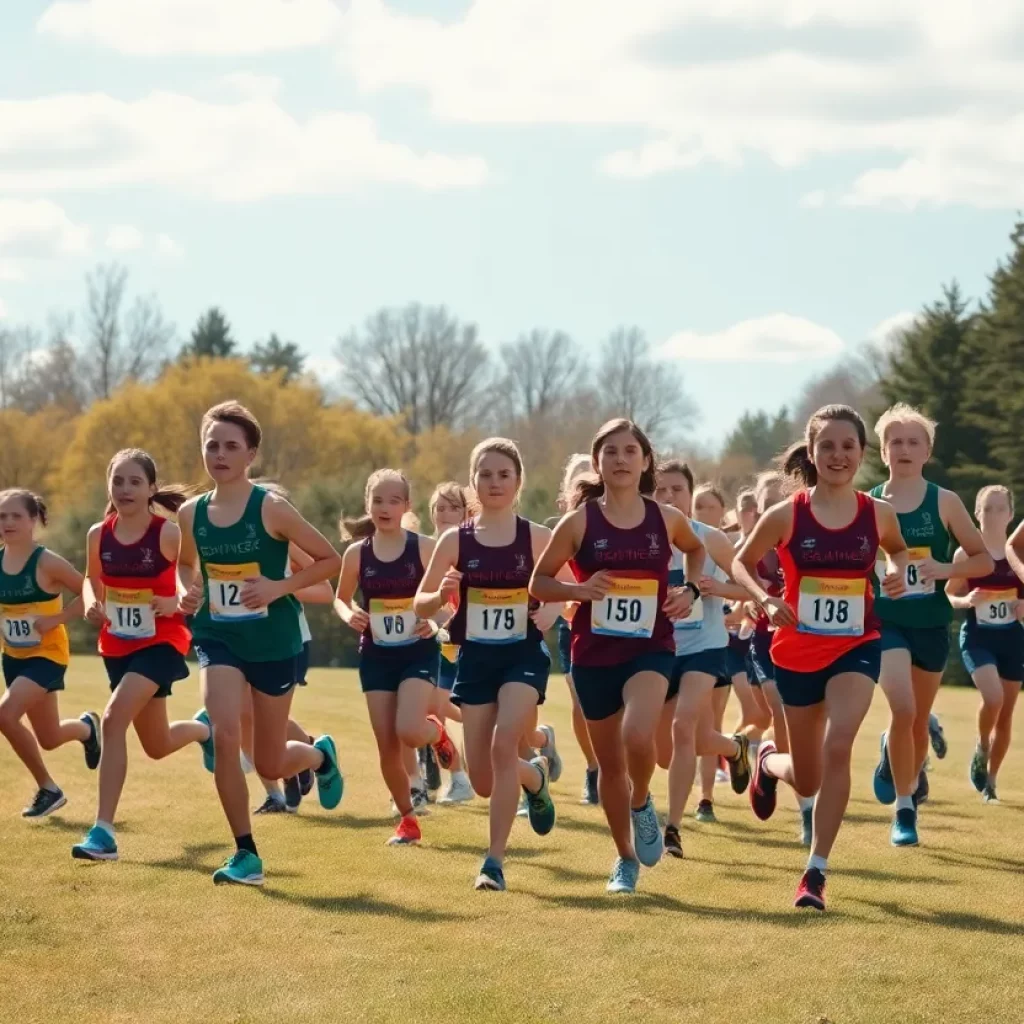 Blair Oaks cross country runners competing during a race