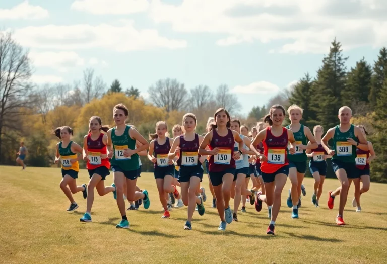 Blair Oaks cross country runners competing during a race
