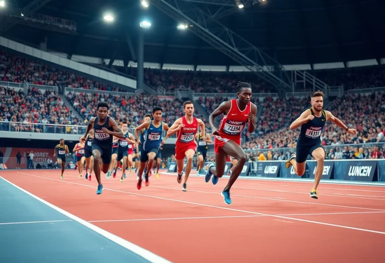 Athletes racing on the track at the AAU Junior Olympic Games