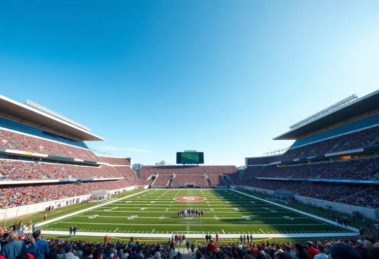 Exterior view of the new Phillip Beard Stadium with fans in attendance