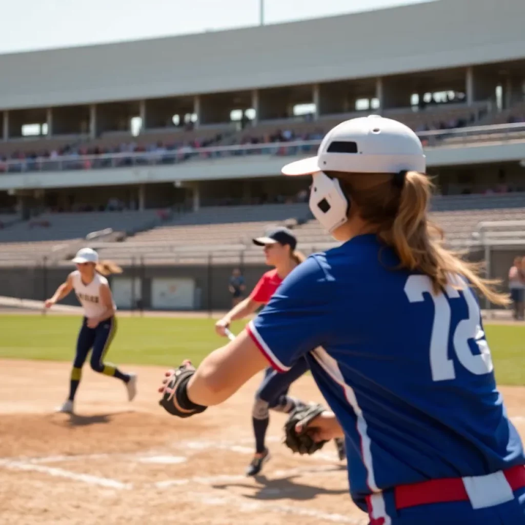 Action shot of Buford Softball team playing during their season opener.