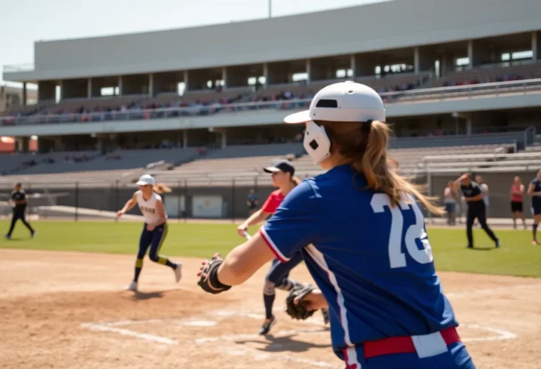 Action shot of Buford Softball team playing during their season opener.
